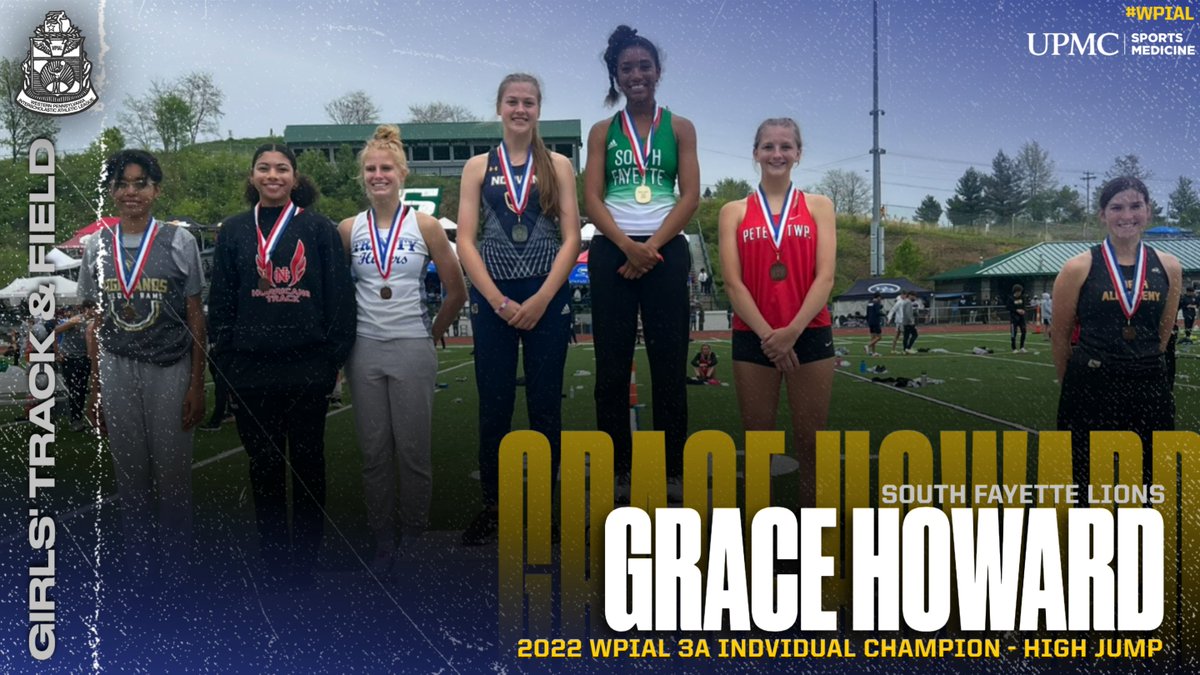 𝐖𝐏𝐈𝐀𝐋 𝟑𝐀 𝐆𝐢𝐫𝐥𝐬' 𝐓𝐫𝐚𝐜𝐤 &amp; 𝐅𝐢𝐞𝐥𝐝 𝐈𝐧𝐝𝐢𝐯𝐢𝐝𝐮𝐚𝐥 𝐂𝐡𝐚𝐦𝐩𝐢𝐨𝐧 - 𝐇𝐢𝐠𝐡 𝐉𝐮𝐦𝐩

🥇 Grace Howard, <a href="/sflionssports/">South Fayette Sports</a> (5-3)
🥈 Lexi Pirosko, <a href="/PetersTwpSports/">Peters Township Sports</a> (5-3)
🥉 Ashley Laukus, <a href="/norwinathletics/">Norwin Athletics</a> (5-3)

#WPIAL | 🎽🏆