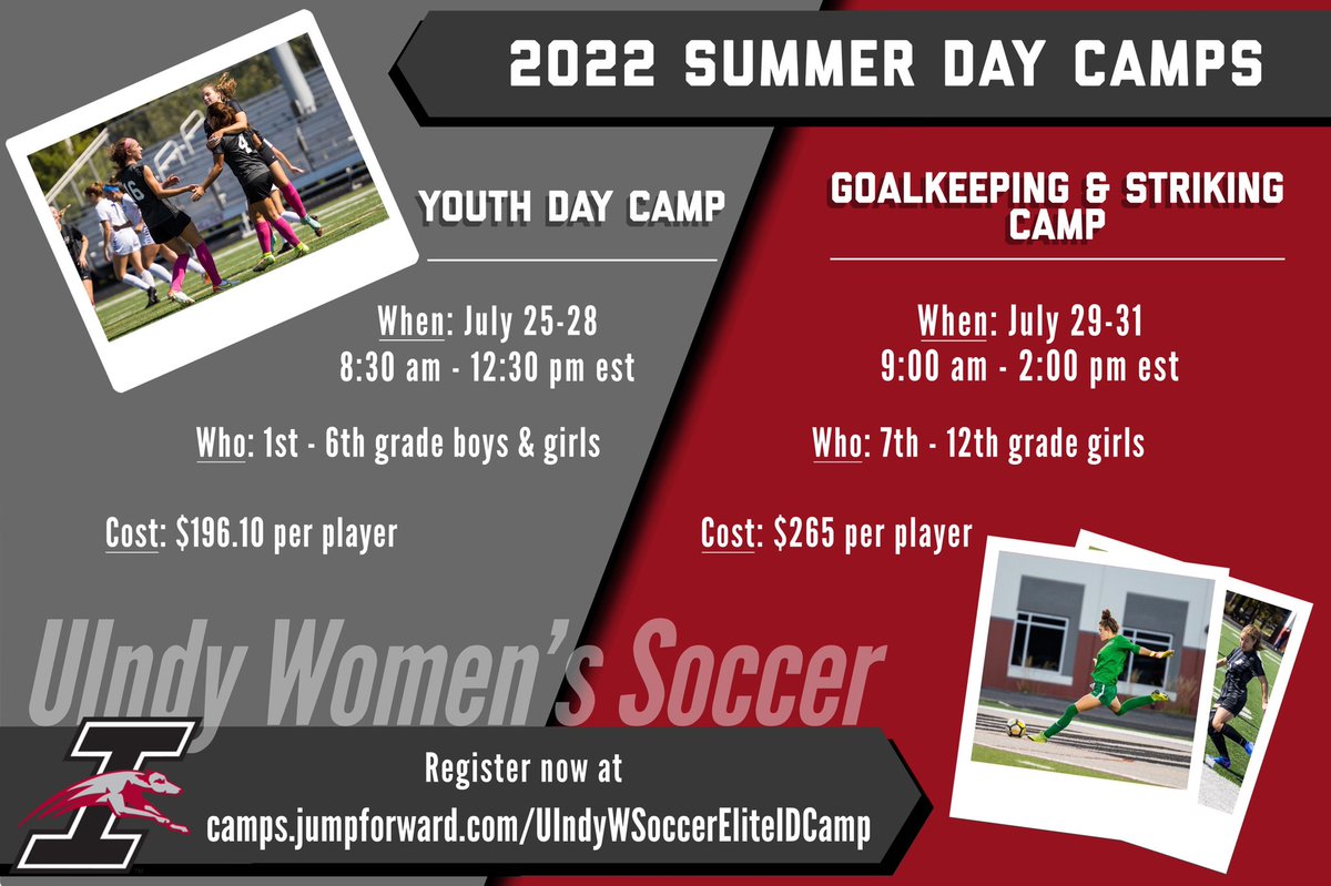 UIndywsoccer's tweet photo. 🚨CALLING ALL FUTURE GREYHOUNDS!🚨                             

Make sure to check out some of our day camps this summer!!                         

Register here: https://t.co/jyzejPLRRE https://t.co/0bjH729Nc0