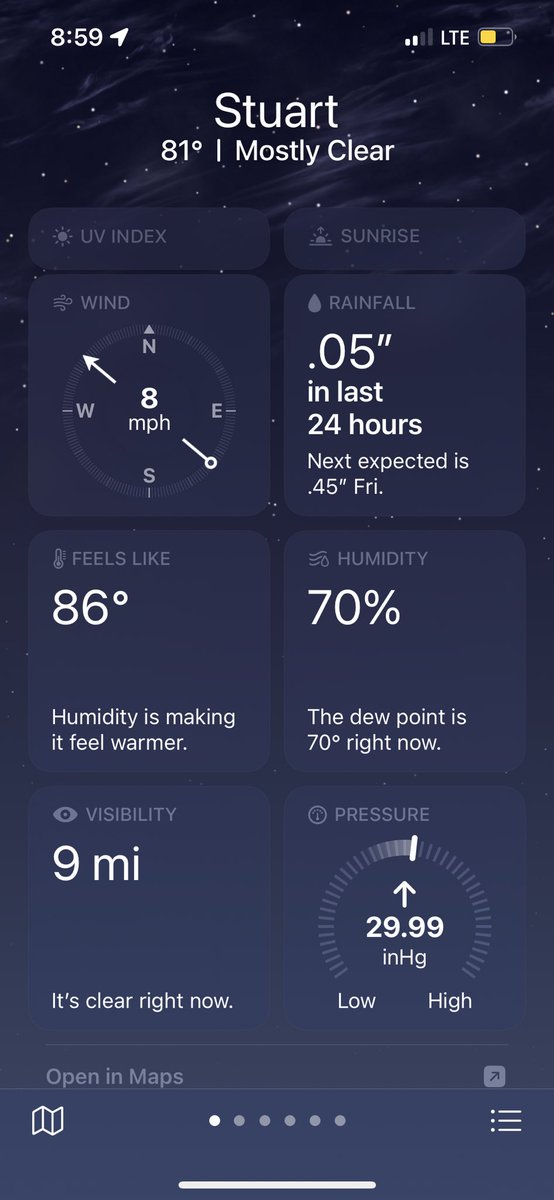 cchauvin48's tweet photo. 70% humidity and feels like 86. At 9:00 at night. #ThanksFlorida 🤙🏼 https://t.co/CslPqkqfC2