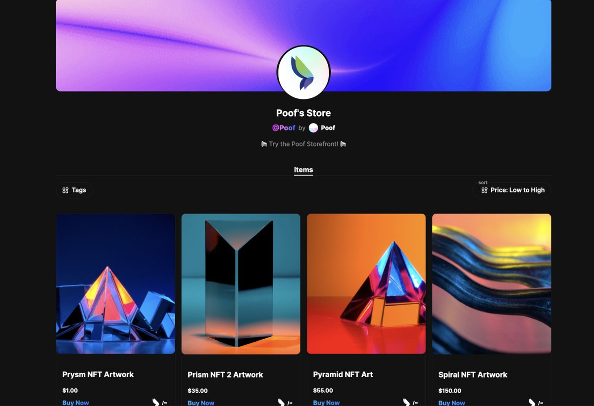 poof_io's tweet photo. The storefront upgrade is now in beta. 
#darkmode #gradients #tags https://t.co/zdpTWuR18M