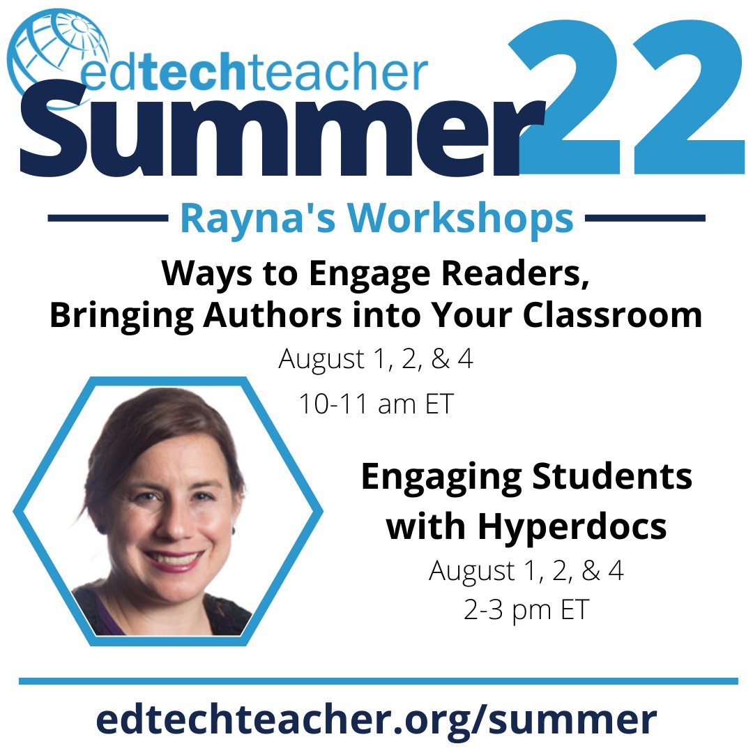 rlfreedm's tweet photo. Come join me this summer and some surprise guests! #ettsummer @EdTechTeacher21 #kidlit #hperdocs #ditchbook #tlap #education #edtech #5thchat #edchat #Engagement #studentvoice #studentchoice https://t.co/fbdCW5TvFX