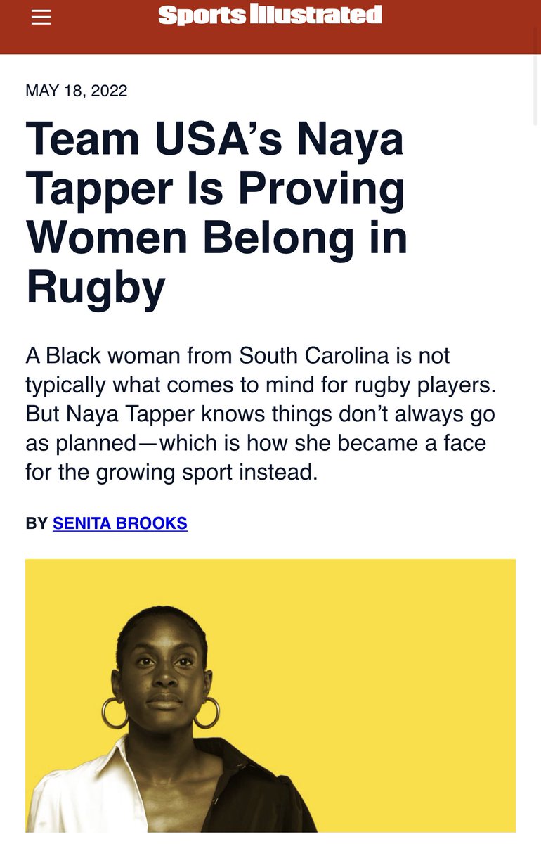 Premier Rugby Sevens (@prsevens) on Twitter photo Check out today’s feature of <a href="/Nayatapper/">Naya Tapper OLY</a> - via <a href="/SInow/">Sports Illustrated</a> & <a href="/EmpowerONYX/">EmpowerONYX</a>
— “Much like what Tiger Woods did for golf and the Williams sisters did for tennis, 27-year-old Naya Tapper is taking rugby—a stereotypically men’s sport—and changing the game.” —
si.com/.amp/more-spor… Check out today’s feature of <a href="/Nayatapper/">Naya Tapper OLY</a> - via <a href="/SInow/">Sports Illustrated</a> & <a href="/EmpowerONYX/">EmpowerONYX</a>
— “Much like what Tiger Woods did for golf and the Williams sisters did for tennis, 27-year-old Naya Tapper is taking rugby—a stereotypically men’s sport—and changing the game.” —
si.com/.amp/more-spor…