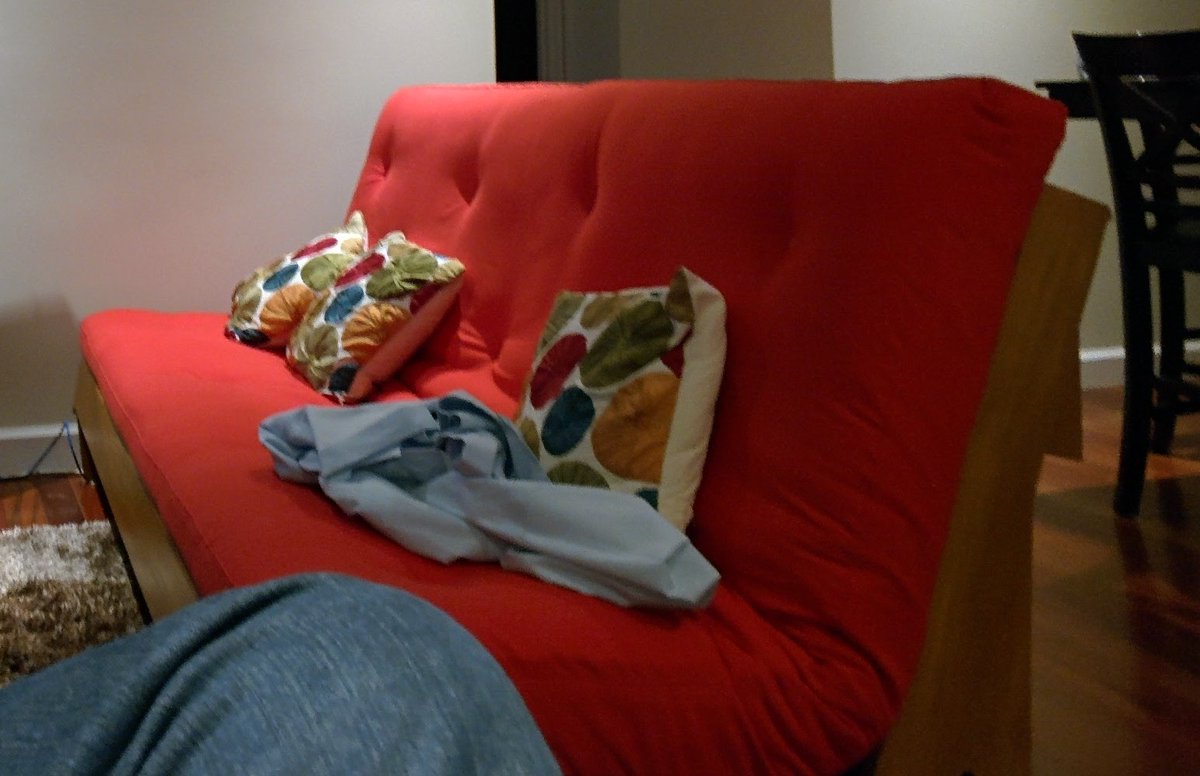 iamvaz's tweet photo. End of an era, today the truck picked-up my futon. I bought it a little short of 20yrs ago and since then many friends, family and a notably plenty of couch surfers slept on it. It followed me through 8 different homes and 2 countries. You'll be missed but I have the memories. https://t.co/wVV0wsJPQG