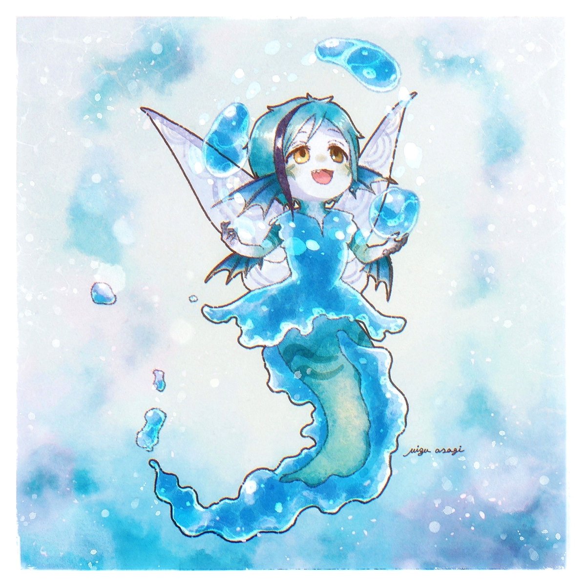 「水の妖精稚フロ

#ツイステファンアート
#twstファンアート 」|水あさぎ🪸のイラスト