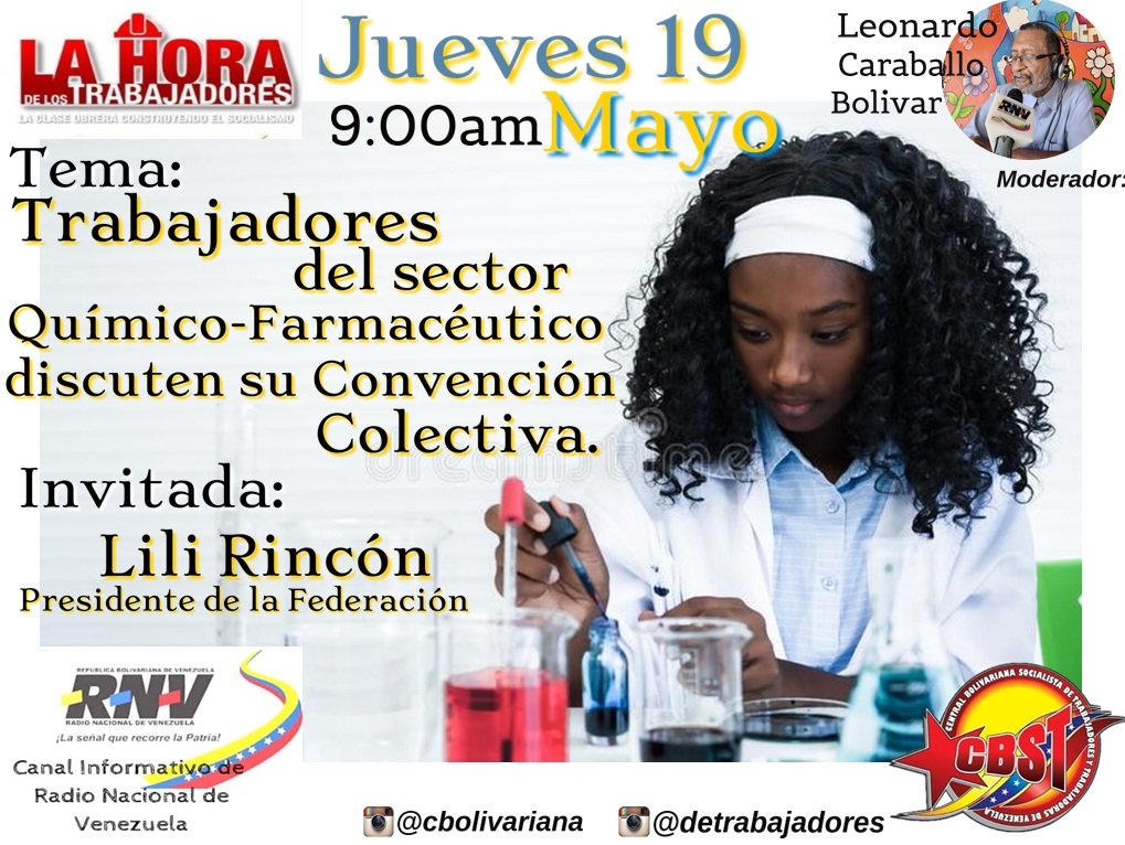 cbolivariana's tweet photo. Escucha este jueves 19 de Mayo,
"LA HORA DE LOS TRABAJADORES"
Por Radio Nacional de Venezuela
9 de la mañana
#VenezuelaTierraFertil 
#IICongresoDeLosTrabajafores https://t.co/SRGOBPsKhr