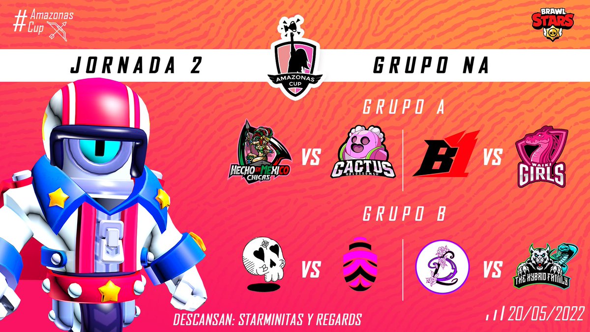 #AmazonasCup | Jornada 2 NA

Ya están los enfrentamientos para esta segunda jornada de NA🤩❗️

📅: 20/05

Grupo 🅰️
@HEMCOC_ vs <a href="/CactusJackBS_/">Cactus Jack 🌵</a> 
<a href="/TeamB1_GG/">Be One</a> vs <a href="/TeamWaikiGirls/">Waiki Girls</a> 

Grupo 🅱️
#BelicasRiot vs @KIB_Esports 
@LatinMGirls vs <a href="/HybridFamily5/">TheHybridFamily</a>