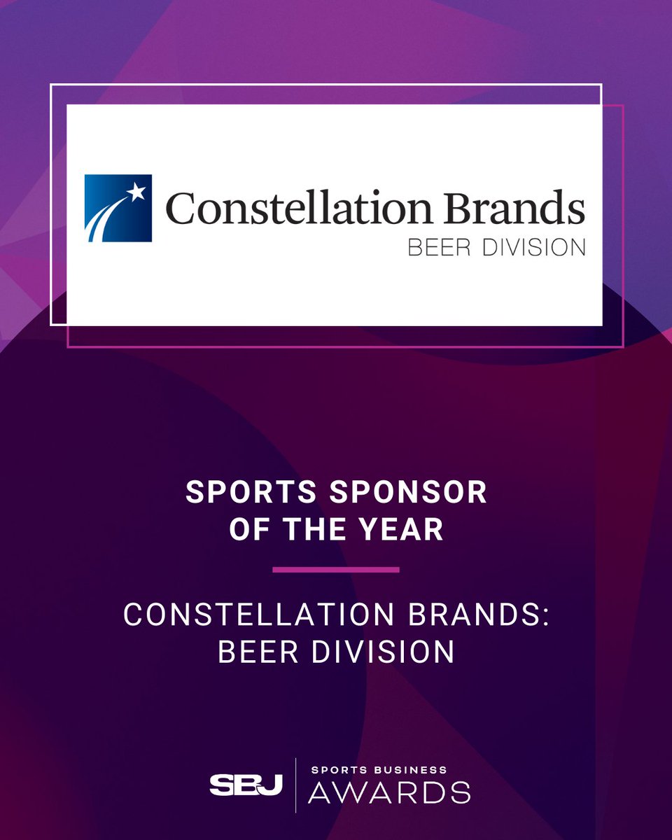 SBJ's tweet photo. Sports partnerships are a big reason why @ModeloUSA and @corona are among the top five beer brands in the U.S. 🍻

The Sports Sponsor of the Year: @cbrands

#SBJAwards https://t.co/Du7ktFWnjA