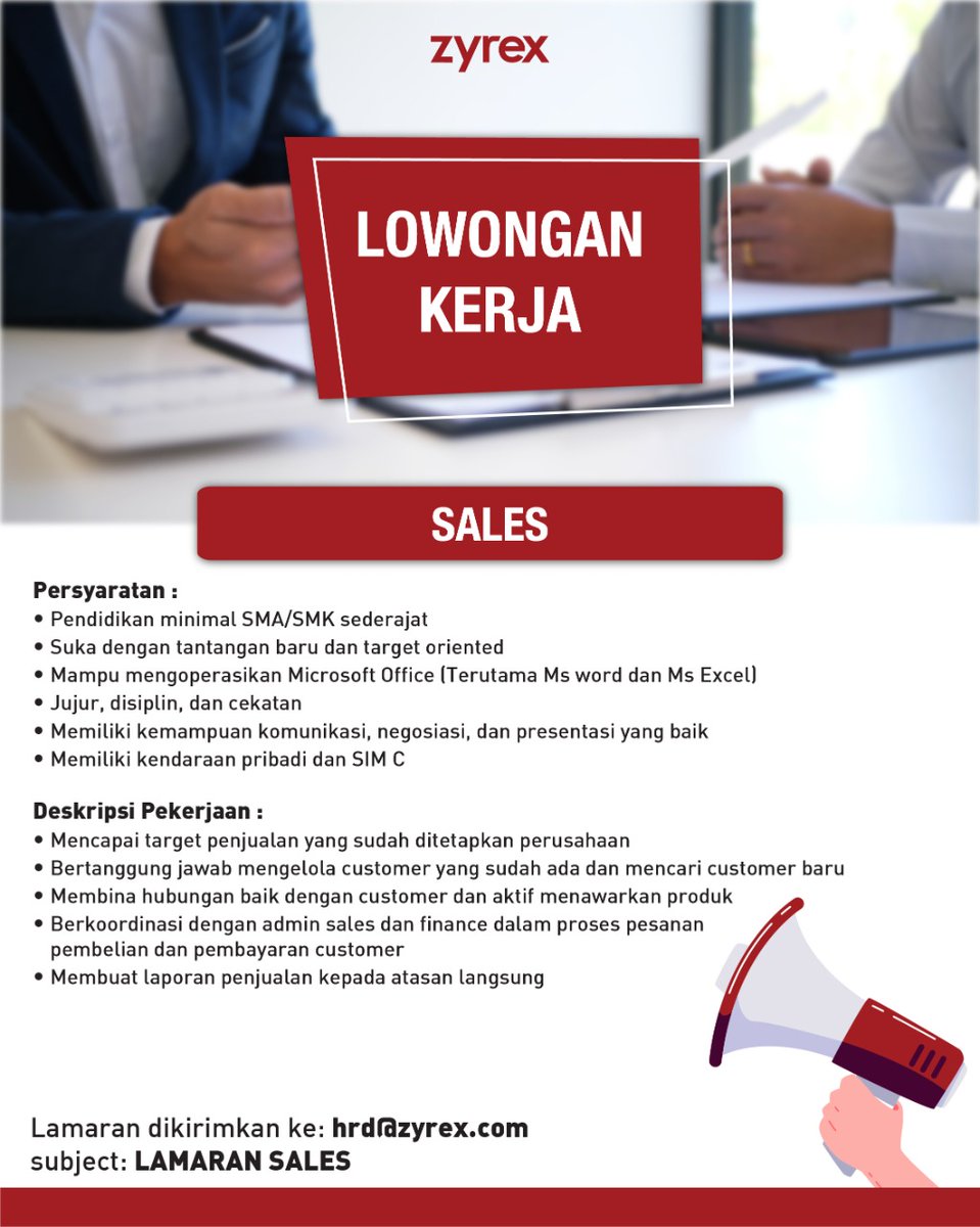ZyrexIndonesia_'s tweet photo. Lowongan Kerja Zyrex!
#loker #lowongan #Jakarta https://t.co/7YBjphtumd
