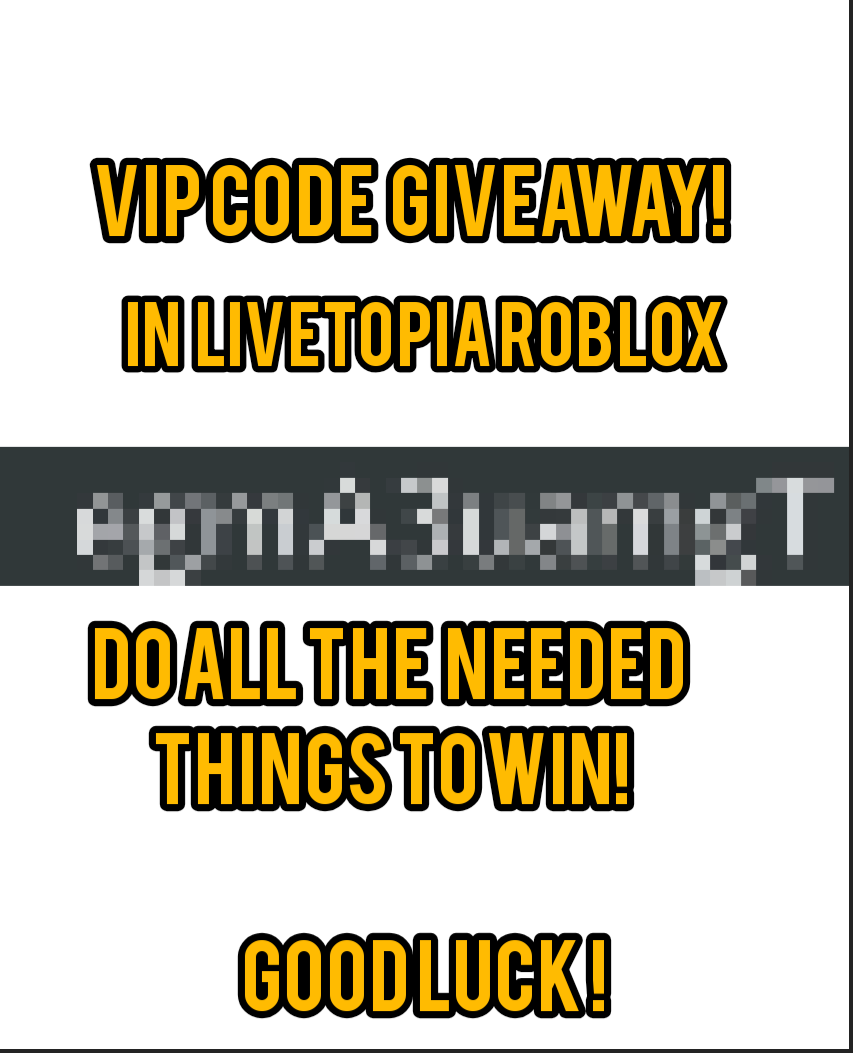 Lukydudegamers's tweet photo. *vip* code giveaway for LIVETOPIA ROBLOX
How to win?
Retweet this tweet
Follow me @Gurjyot76797033
Comment down why u need VIP pass ?
The winners will be announced on
25/5/2022 ,25th of May 2022
Good luck 🤞😃
#livetopia @LivetopiaGame #itsyourworld #giveaway #vipcode https://t.co/yt8norU1aS