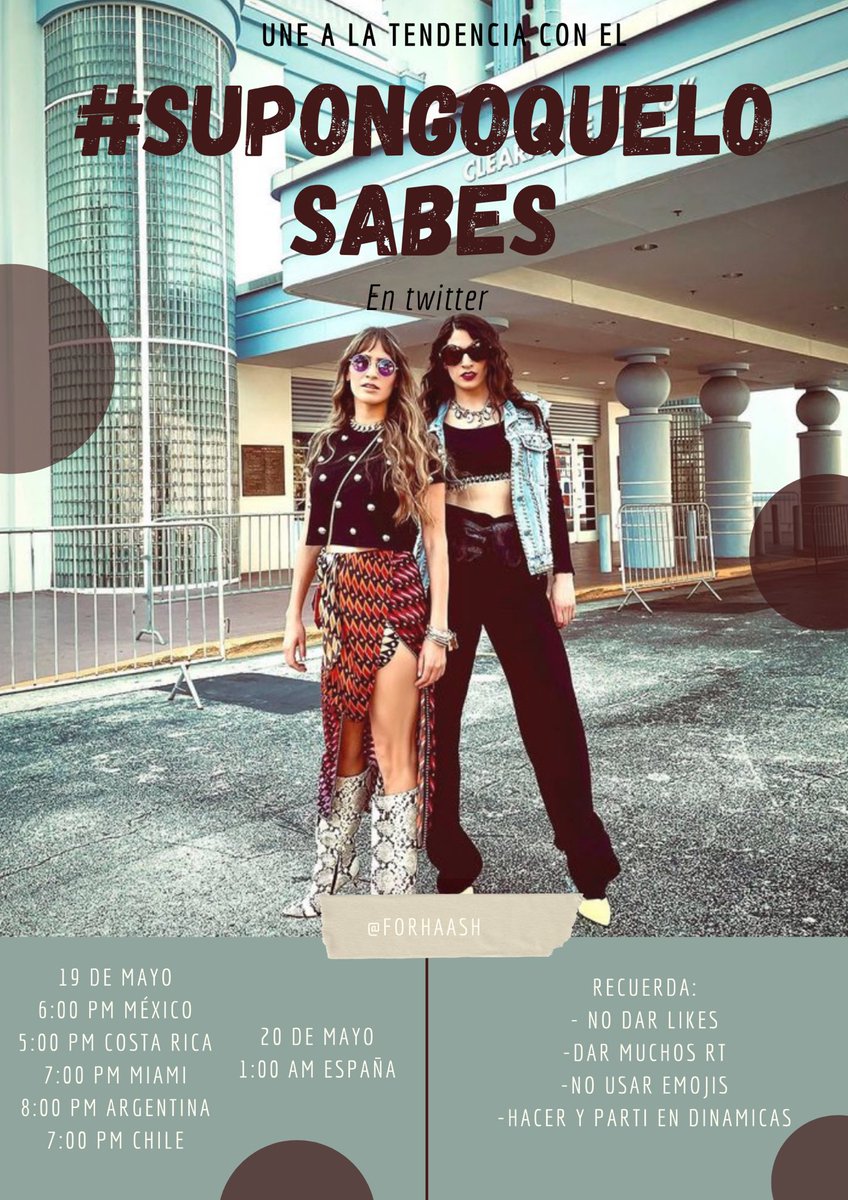 ForHaAsh's tweet photo. ALERTA TENDENCIA 🔥
#SupongoQueLoSabes 
Recibamos el nuevo sencillo de Ha*Ash como se lo merece.
👉🏼 ¡No Faltes! (se llevara a cabo UNA HORA antes del estreno oficial en tu país) 
. @haashoficial https://t.co/nOJgQ1M4Rp