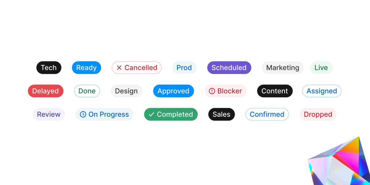 adaptui's tweet photo. Play with @adaptui Badges✨

Includes, 
- Theme (base, primary, secondary, success, danger)
- Style (solid, subtle, outline)
- Size (sm, md, lg)
- Prefix
- Text prop

#figma #designsystems #figmadesign #figmadesign #autolayout #uiuxdesign #adaptui https://t.co/SLv4PTEAbE