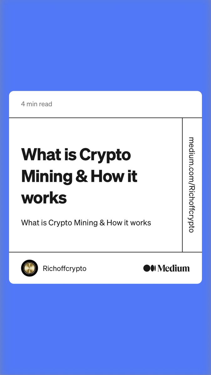 BlueDumbDonkey's tweet photo. “What is Crypto Mining &amp; How it works” by Richoffcrypto
https://t.co/VzKSEAGIJZ https://t.co/2yaRDIMmy8