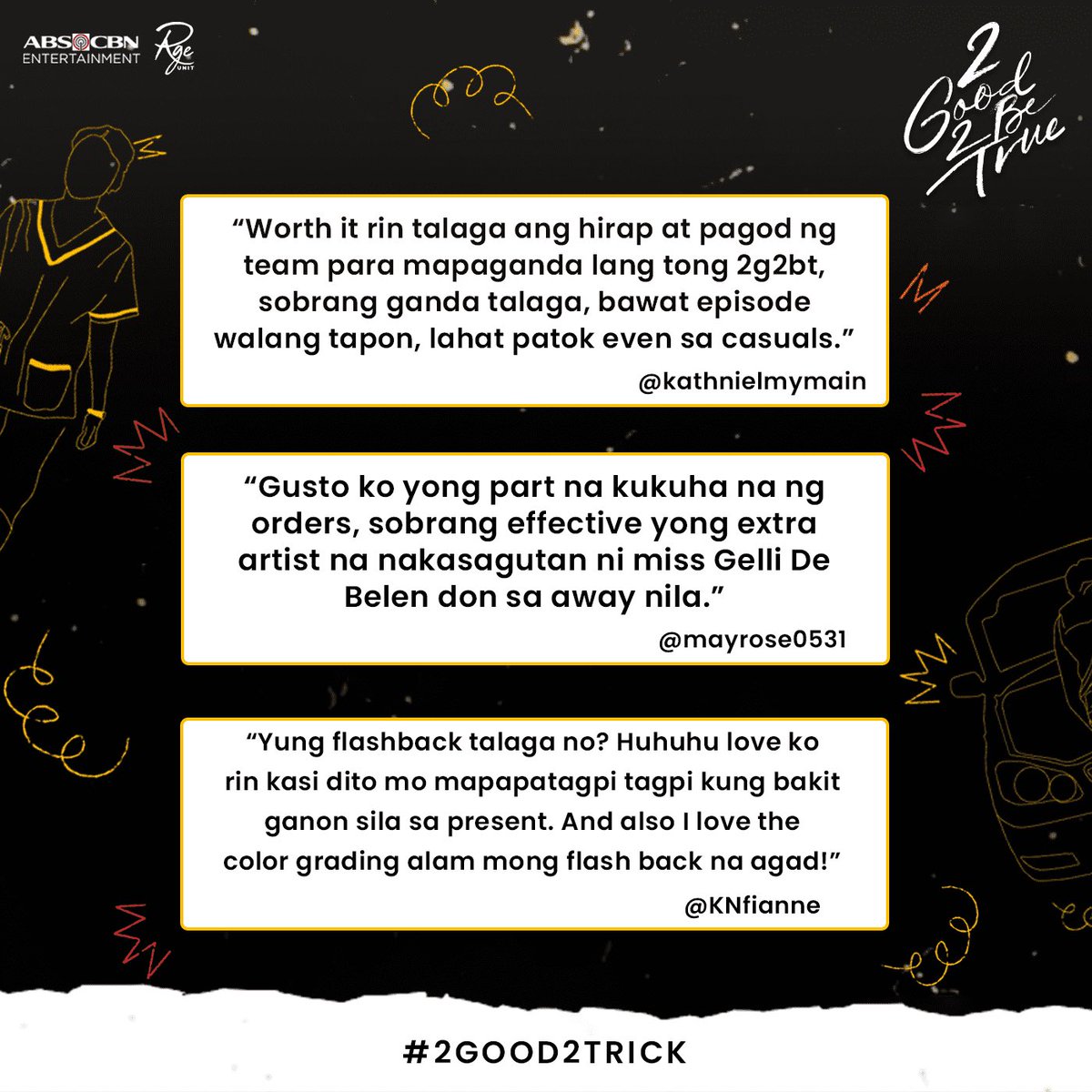2G2BTabscbn's tweet photo. Never ulit tayo magpapabudol, tama? Tama! 
Maraming salamat, sa pagtutok kagabi sa #2Good2Trick! https://t.co/5hWtcQ17gX