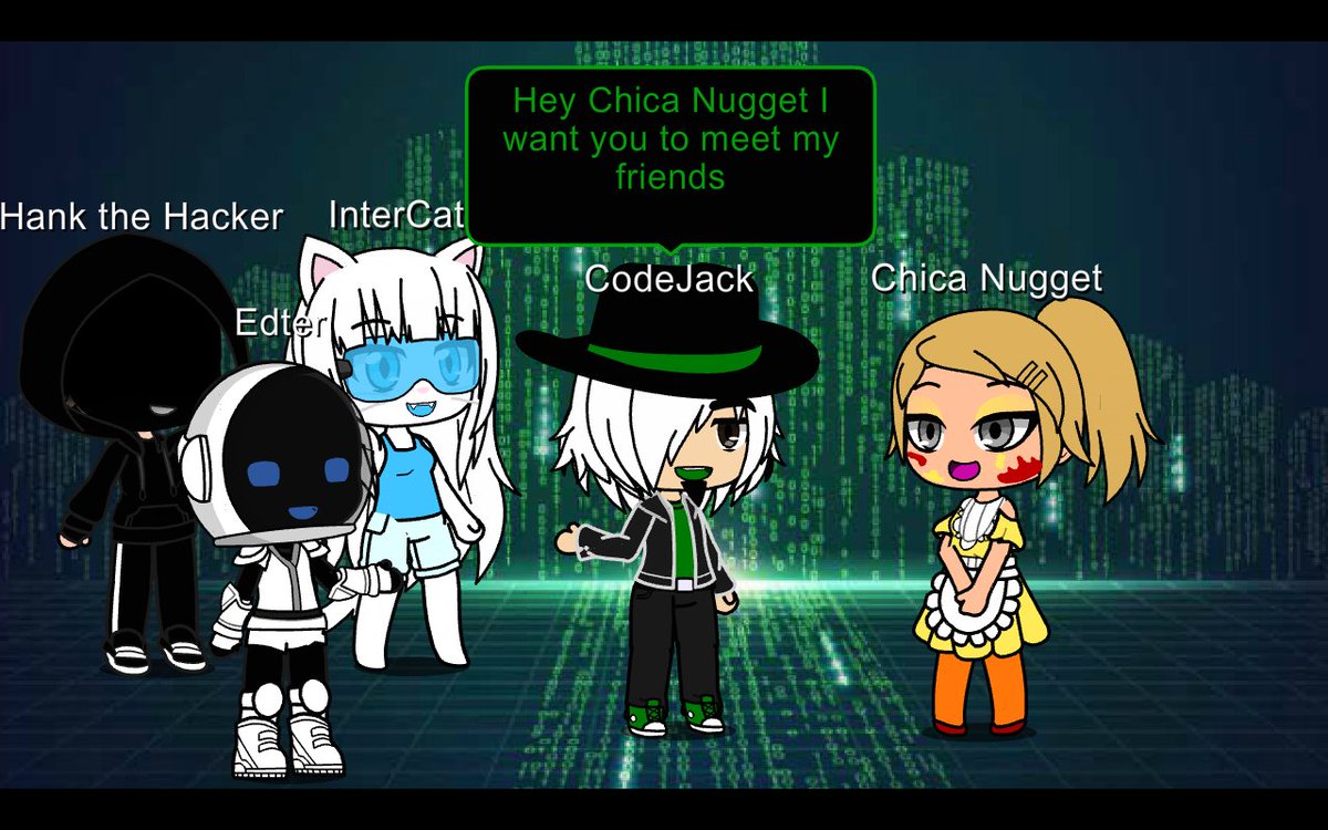 CodeJack2468's tweet image. Gacha Club picture of me introduced my friend @ChicaNugget to my virtual friends from the Cyber World 💚💛

#YouTubers #GachaClub #CodeJack #ChicaNugget #YouTube