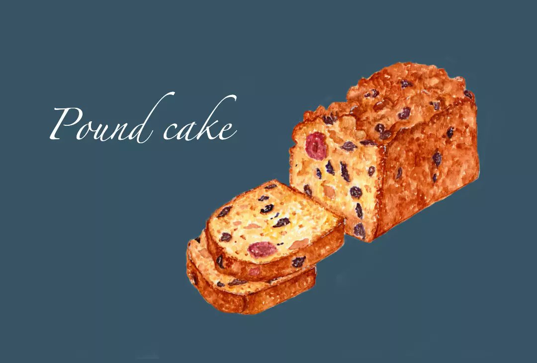 Kanakoron パウンドケーキを描きました 最近お菓子を作ってないな 食べ物イラスト パウンドケーキ 透明水彩 T Co Lvcgeiypga Twitter