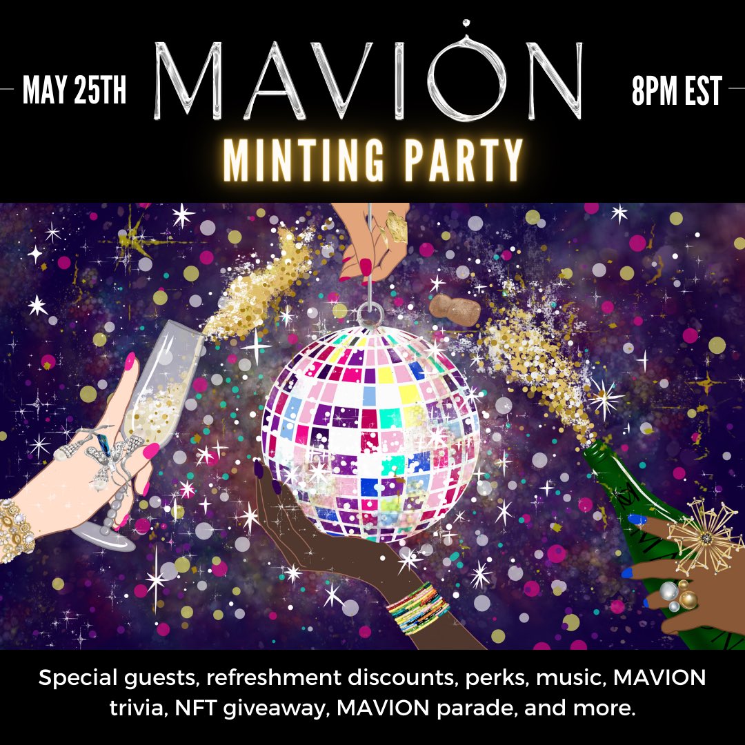 Party Time! We’re giving away Ysidro Sparkling Sake during our MAVION Minting Party! Here’s how to win your sake:
1. Follow <a href="/MAVIONworld/">MAVION</a> 
2. Retweet
3. Tag 2 friends

Winners will be announced at the event, must attend and be 21+ to claim.

Register here: luminary-legacy.us.hivebrite.com/events/25054