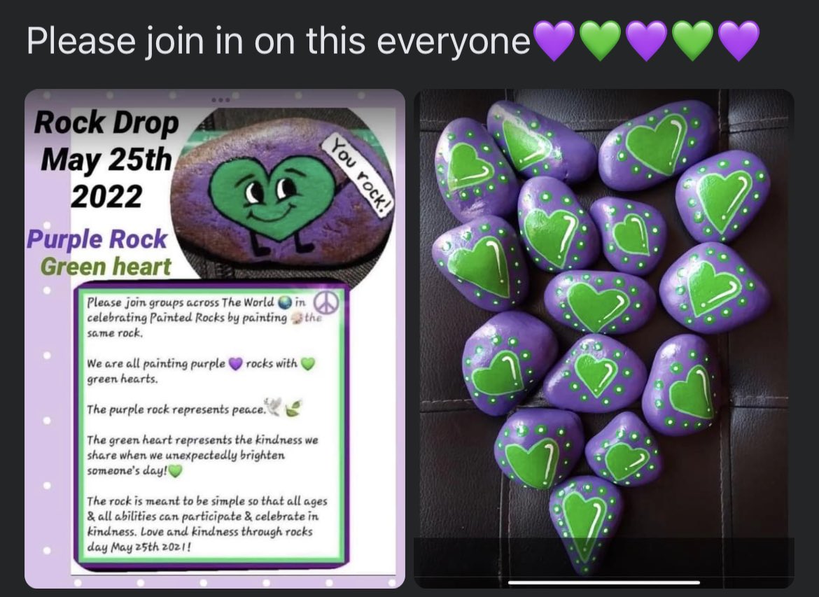 May 25 is Rock Drop Day💚💜💚💜💚 Join the celebration of peace and kindness ✌🏾