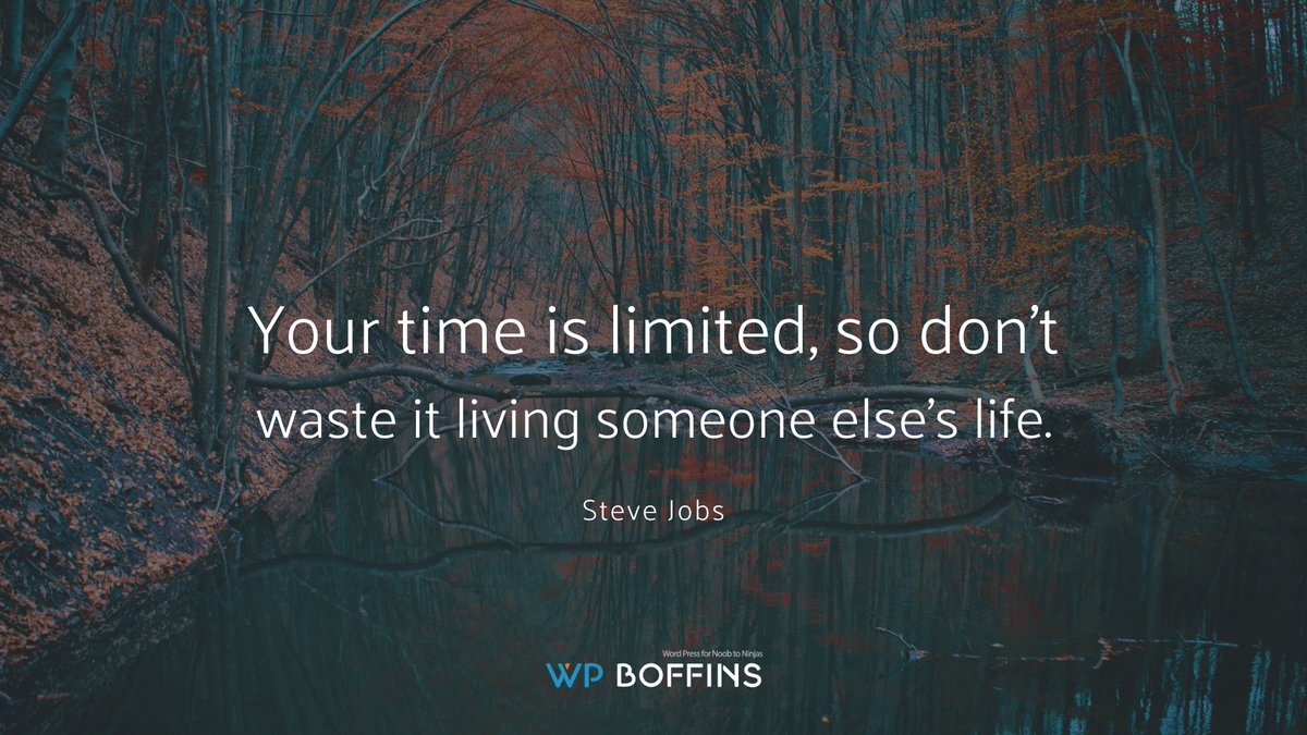 WPBoffins's tweet photo. “Your time is limited, so don’t waste it living someone else’s life.”
--Steve Jobs--

#quote #quotes #SteveJobs https://t.co/9t1WGIxXd8