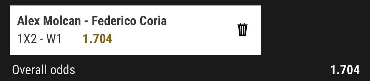 yedek_hesap_pro's tweet photo. Tennis Pick 🎾
Stake 8 @ 1.66
🇫🇷#atplyon
👉 Molcan ML @ -152
Good luck to all!🍀
To signup via my affiliate link;
https://t.co/xJ0i8aO0G6
Promo code 👉 “BETMANVIP”
#GamblingTwitter #tennisbets #bettingtips #BettingPredictions #tennis #winnerpick https://t.co/20ObYl8IHO