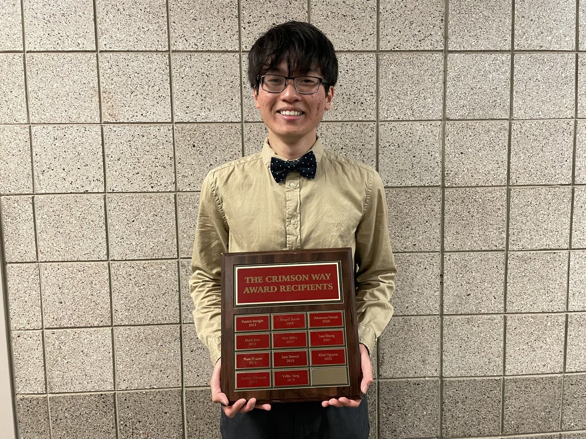 Our 2022 Crimson Way Award recipient, Khoi Nguyen! #WeAreCrimson