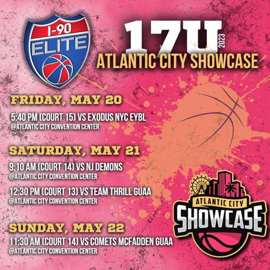 Atlantic City Showcase Schedule! <a href="/I90ELITE/">I-90 Elite Girls AAU</a>