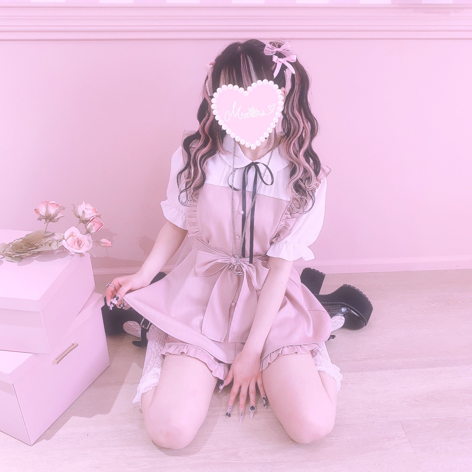 極美品✨MA＊RS ファーコート ブラックさきまるちゃん コラボ ロングコート MARSさきまるちゃんコラボロングコート