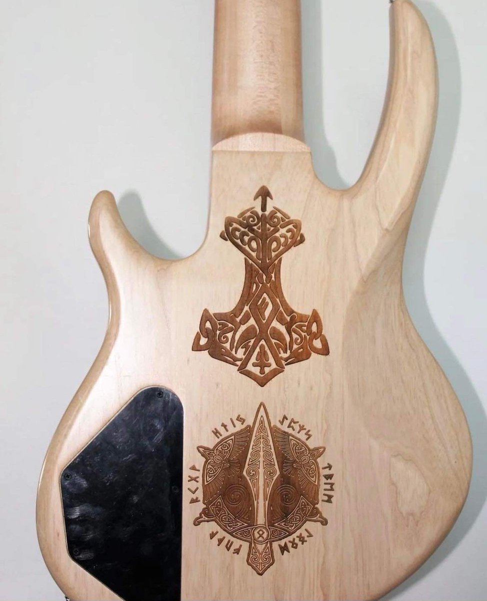 SpitoftheSin's tweet photo. Connor’s Gibson 5 String is a work of art.

Fox &amp; Owl Woodshop did an amazing job engraving nordic symbols onto this instrument. 

Locally from Calgary AB, make sure to follow Fox &amp; Owl online on Instagram or check out the website.
https://t.co/UOSTKFMBnr

https://t.co/n70e0WZssd https://t.co/SbPT142Mo7