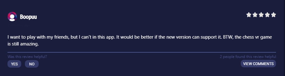 SuplifeGames's tweet photo. This player's suggestion has been adopted! 
Playing with friends is now available in chess VR. 
What do you suggest? 
Come and join us in discord and talk with many other players
Get a chance to win an Oculus Key to play the game for free!
#VR #VRGaming  #ChessVR @SideQuestVR https://t.co/GlqSMrAv0k