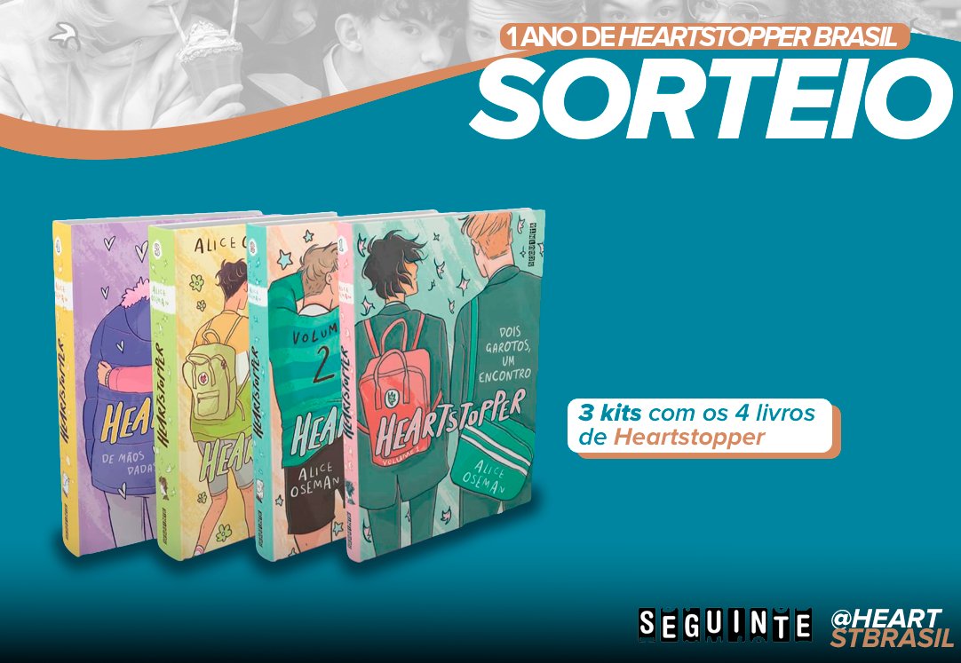 heartstbrasil's tweet image. SORTEIO 1 ANO DE HSBR 🍂🎈

Quer concorrer a chance de ganhar todos os 4 volumes de Heartstopper? serão 3 ganhadores. Para participar basta:

• Nos seguir, @heartstbrasil e a @editoraseguinte;
• Dar rt e fav nesse tweet;