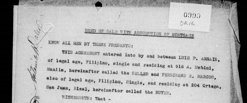 SaltAndReality's tweet photo. To explain the Marcos ill gotten wealth, a myth was created that Marcos was already rich bef. he was president. However, in 1955 Marcos narrated how he borrowed 96,000 pesos to buy the San Juan home he was renting&amp; pay its mortgage balance. Why need a loan if he was rich already? https://t.co/WlNr53lwDC