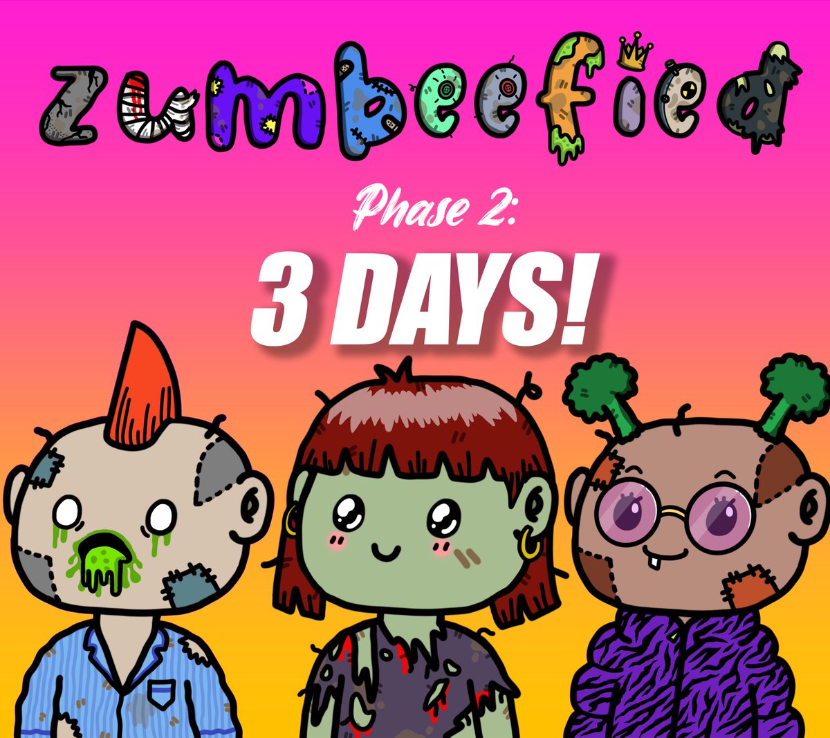 zumbeefied's tweet photo. 3 more days until Phase 2 is released! Zumbees are taking over!!! 🧟☺️

https://t.co/eM7VmusoEX

#artist #digitalart #digitaldrawing #eth #NFT  #nftart #nftcollector #nftcommunity #nftartist #NFTdrop  #opensea https://t.co/yCKzHplxZx