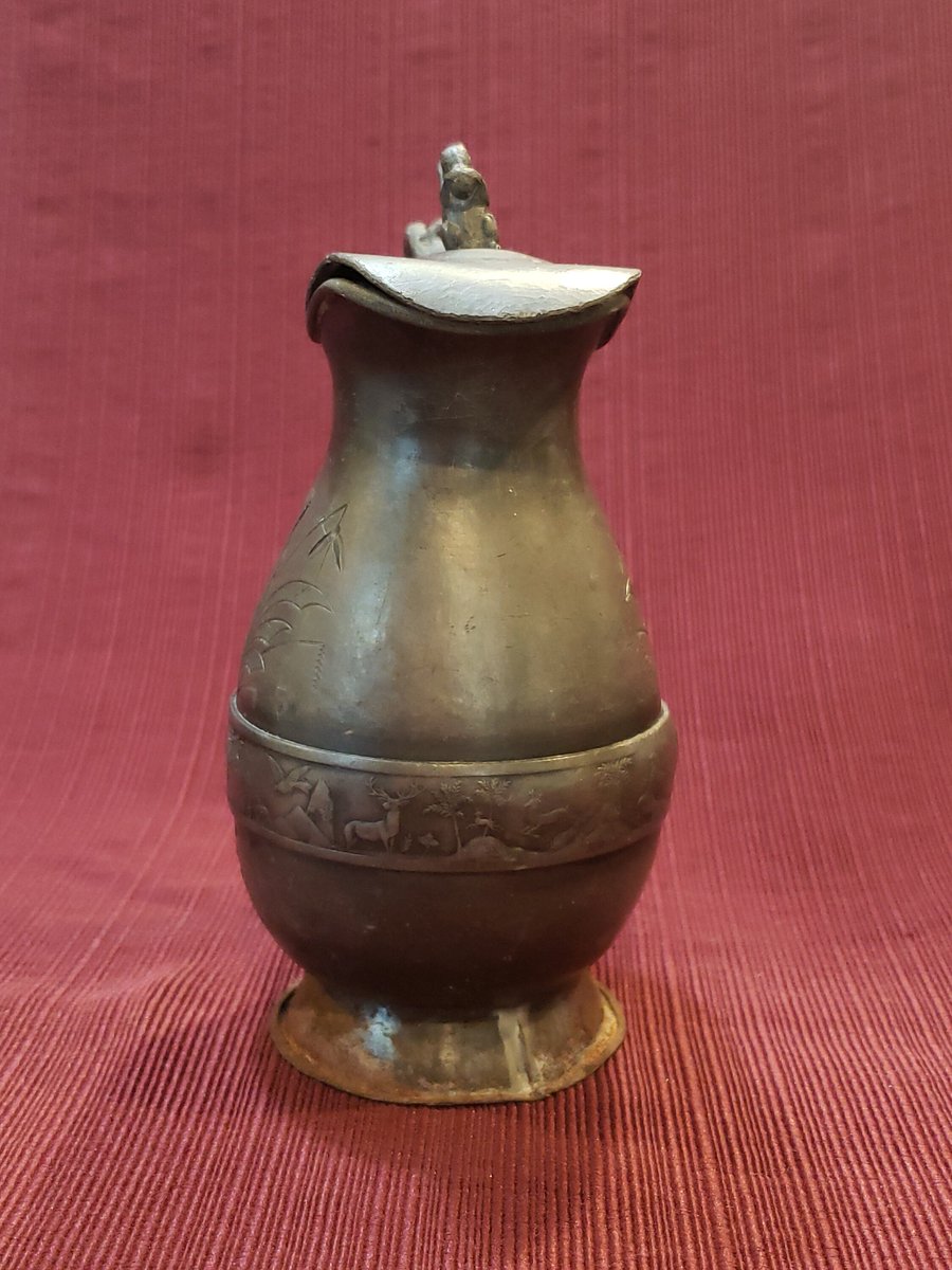 atticesoterica's tweet photo. Vintage Meriden Silver Plate Company Hinged Lidded Syrup Metal Pitcher (1353) Nature Motif With Squirrel Eating A Nut On Top Quadruple Plate https://t.co/Yf8SW2WrPk #BestOffer #Curios #Etsy #AtticEsoterica #Collectibles #Vintage #Antiques #SyrupContainer https://t.co/H94aXfgt9C