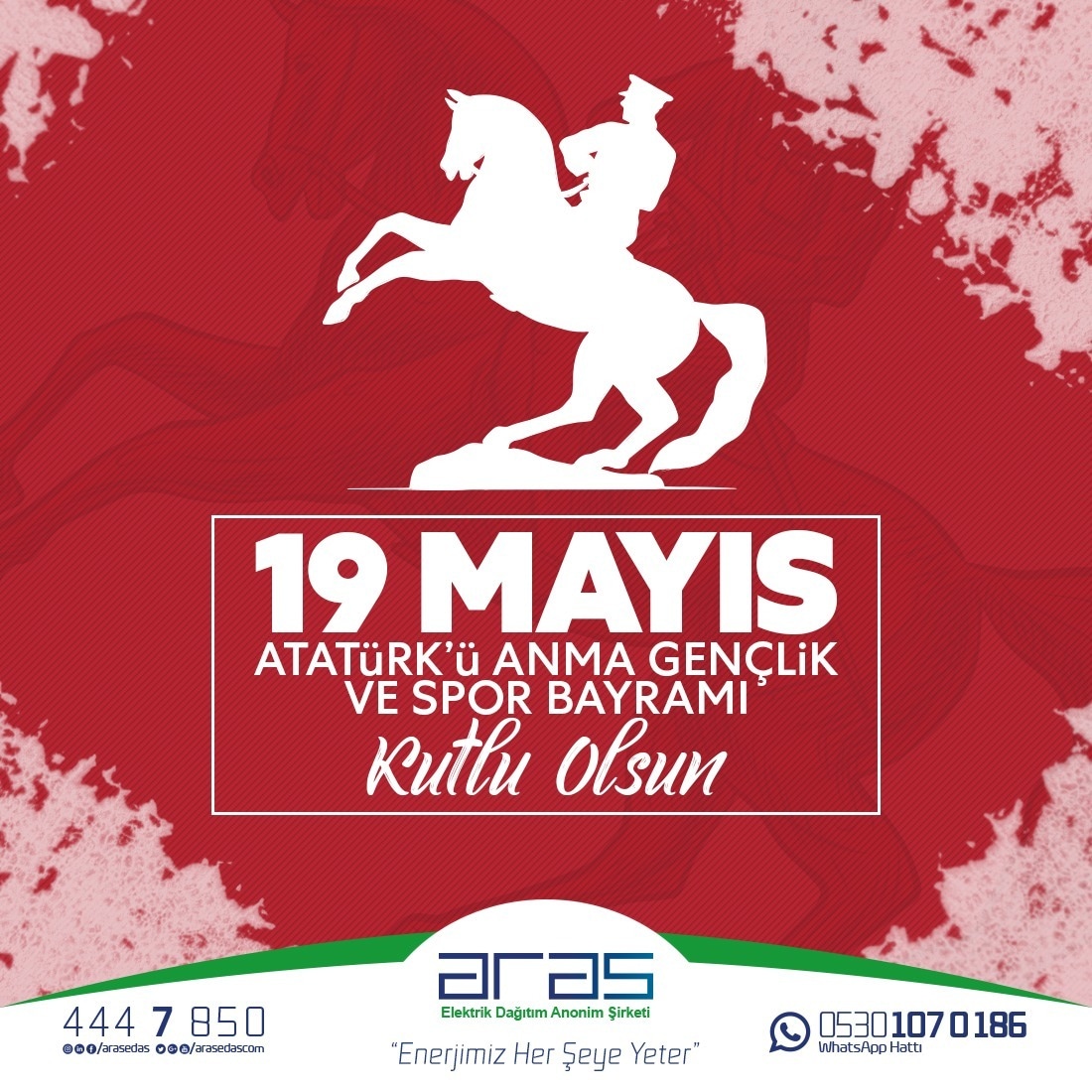 19 Mayıs Atatürk'ü Anma Gençlik ve Spor Bayramımız Kutlu Olsun.

#19MayısAtatürküAnmaGenclikveSporBayramı
#103Yıl