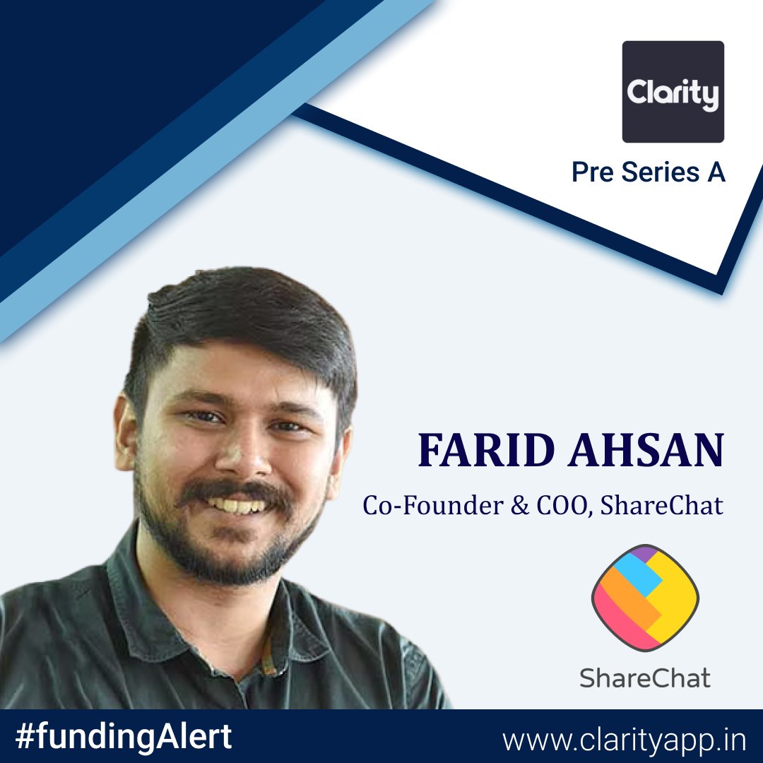 try_clarity's tweet photo. Excited to share @frdahsan as one of our Pre Series A investors. Farid is the Co-founder and COO of @sharechatapp
 
Thank you Farid ❤️

#funding #fundraising #fundingRaising #Investors #entrepreneurs #entrepreneurship #startup #startupindia #sharechat #moj #vc #vcfunding https://t.co/rnjPCUGcWy