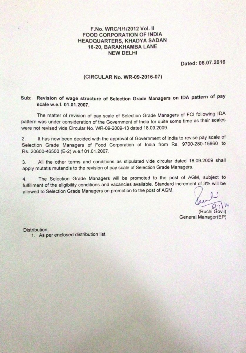 manoj_singh22's tweet image. @DoT_India 
Solution to long pending &amp;amp; seeming complicated issues always have very easy solution. Pls go through the Circular of FCI wherein the same intermediate pay scale E1A was replaced by E2 without any cascading of further pay scales. Pls intervene to settle it.@PMOIndia