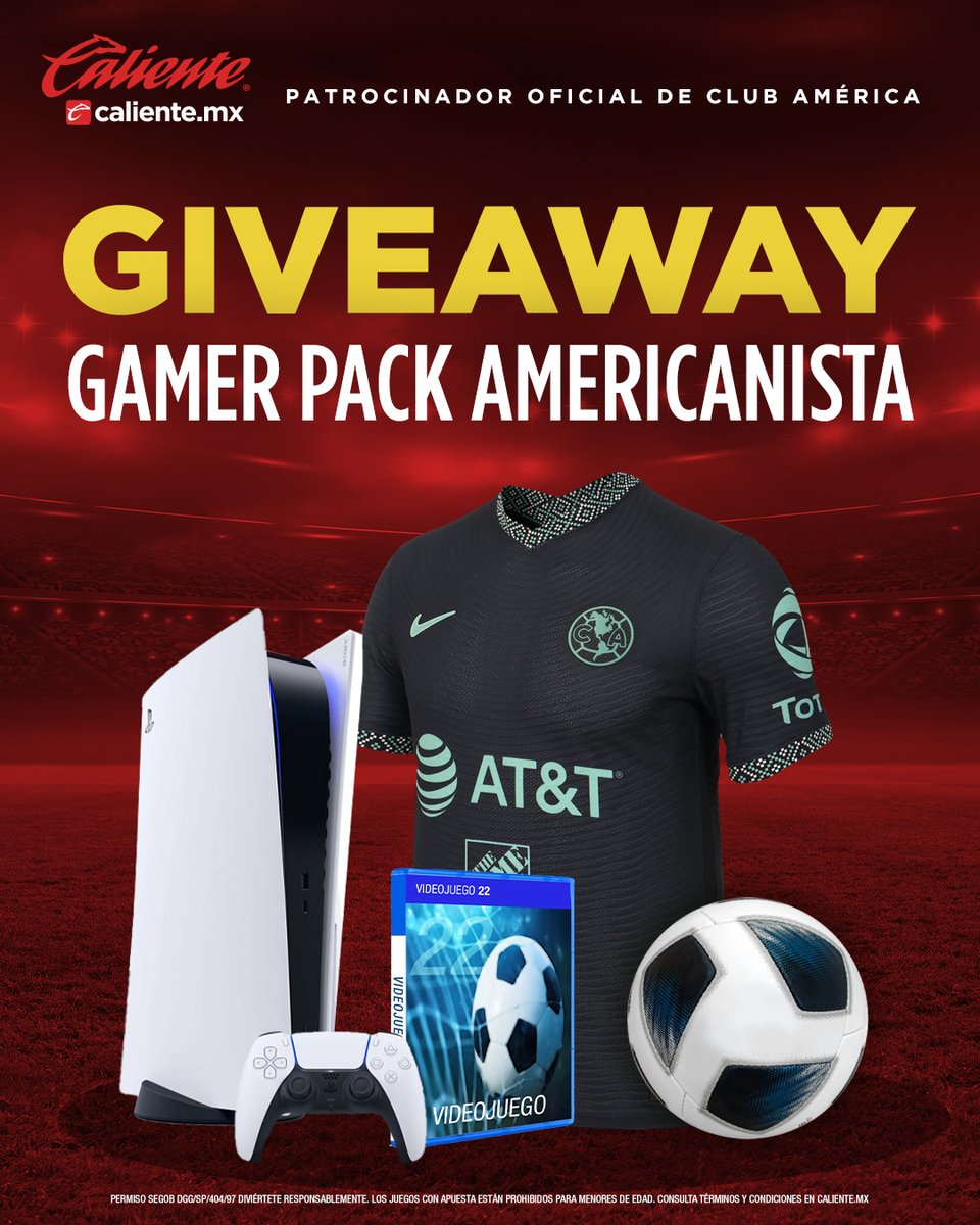 🚨GIVEAWAY DE SEMIS🚨
 
¡GANA UN SUPER PACK GAMER de <a href="/ClubAmerica/">Club América</a> CON CONSOLA, JERSEY ALTERNATIVO DE LAS ÁGUILAS, VIDEOJUEGO Y BALÓN DE LA LIGA MX 🎮🦅🔥!

1⃣Sigue a <a href="/calientesports/">Caliente Sports</a>
2⃣Dale RT y ❤️
3️⃣Comenta este post con los hashtags #MásAcciónMásDiversión y #SiempreÁguilas 🔥
