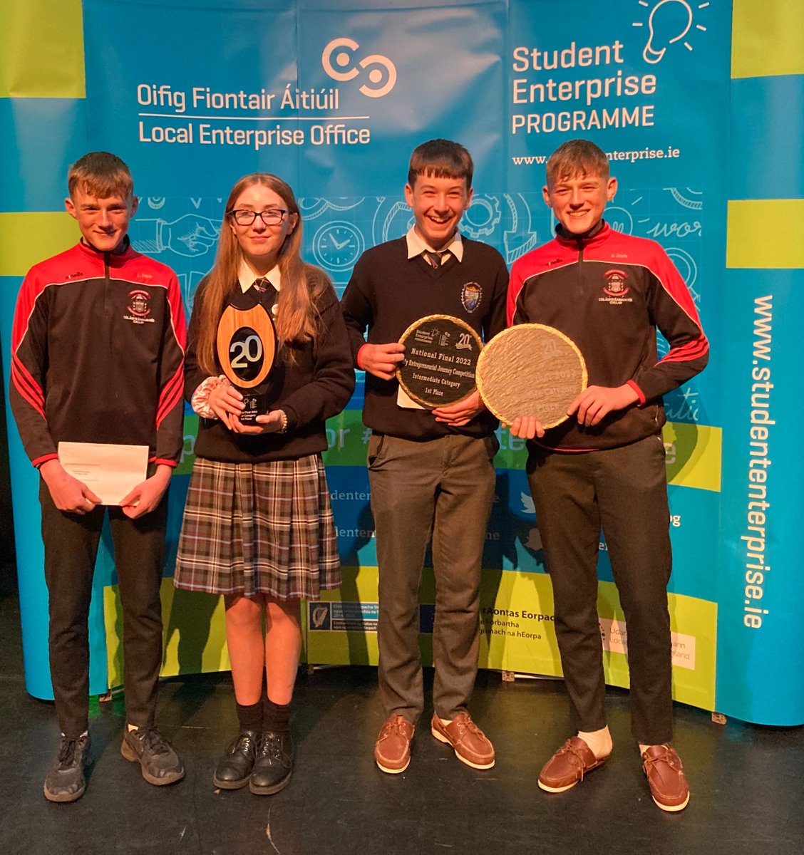 Congratulations to Ned O Meara who won the National prize today in the Helix for My Entrepreneurial Journey and to Adam &amp; Liam Doyle who came 3rd in the Intermediate competition. Congratulations to Ciara Ryan who came first in the junior category