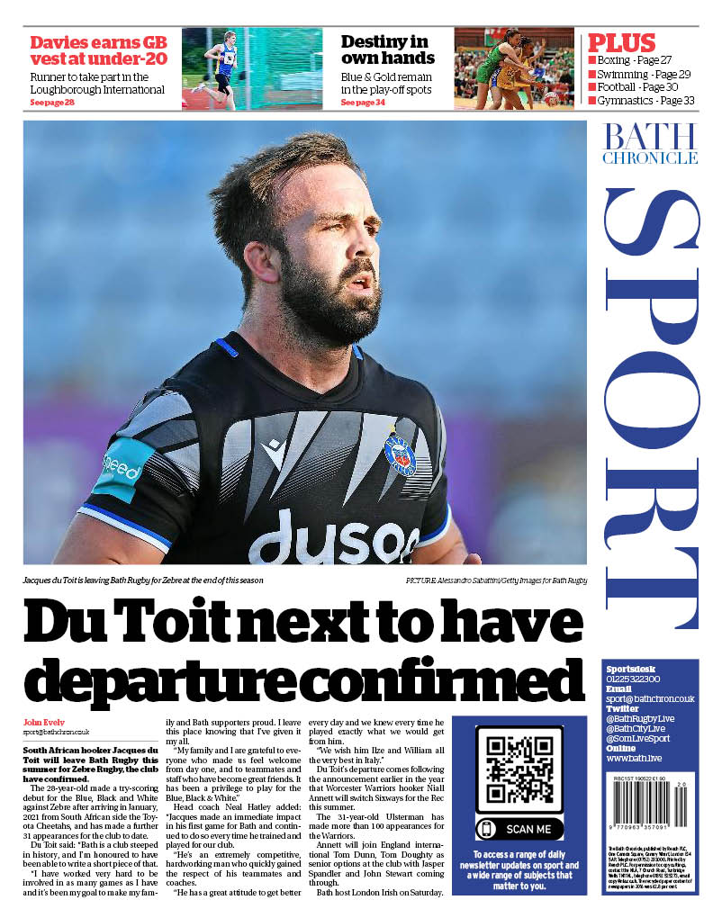 paulsconvey's tweet photo. #Sport in this week's Bath Chronicle: Porteous continues fine form for @bathcricket, local round-up from @WEPLCricket, @WCCLCricket, @MSLSomerset &amp; @BandDCricket; latest from @BathGolfClub; black belts for @BathTagbTKD; success for @RomanBoxingGym; Latham talks to Mike Burns 3/3 https://t.co/DDJxCPXNTl