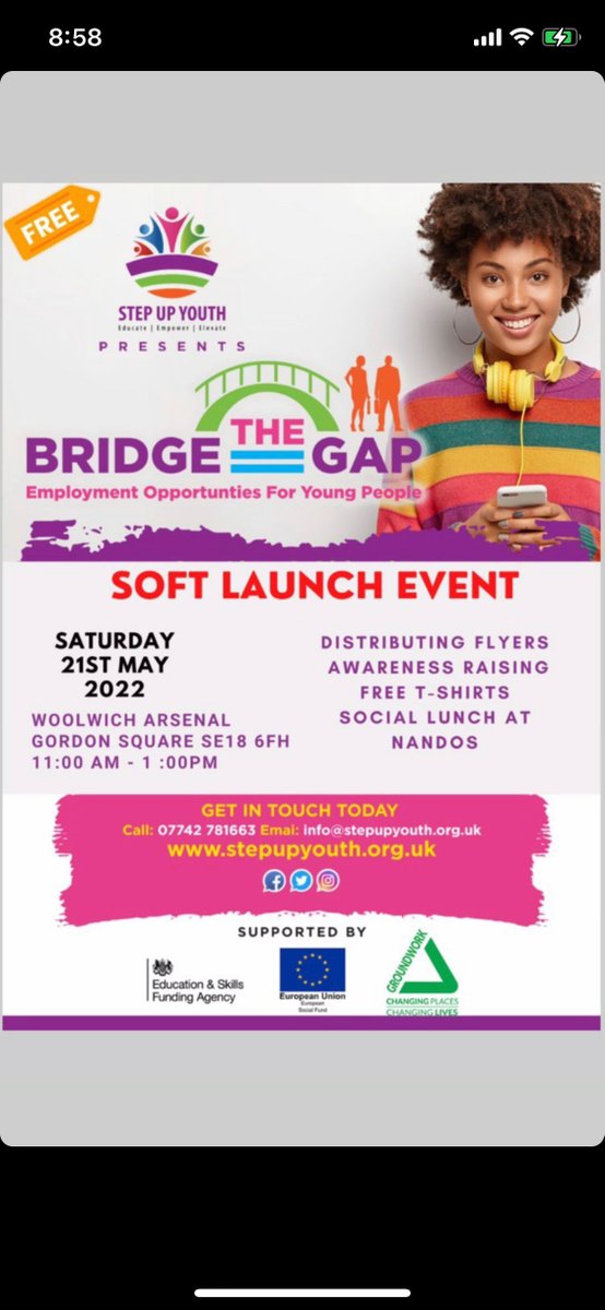 Attention! Please note the change of date for the Bridge the Gap soft launch event. Same time, same place, but now Saturday 21 May!