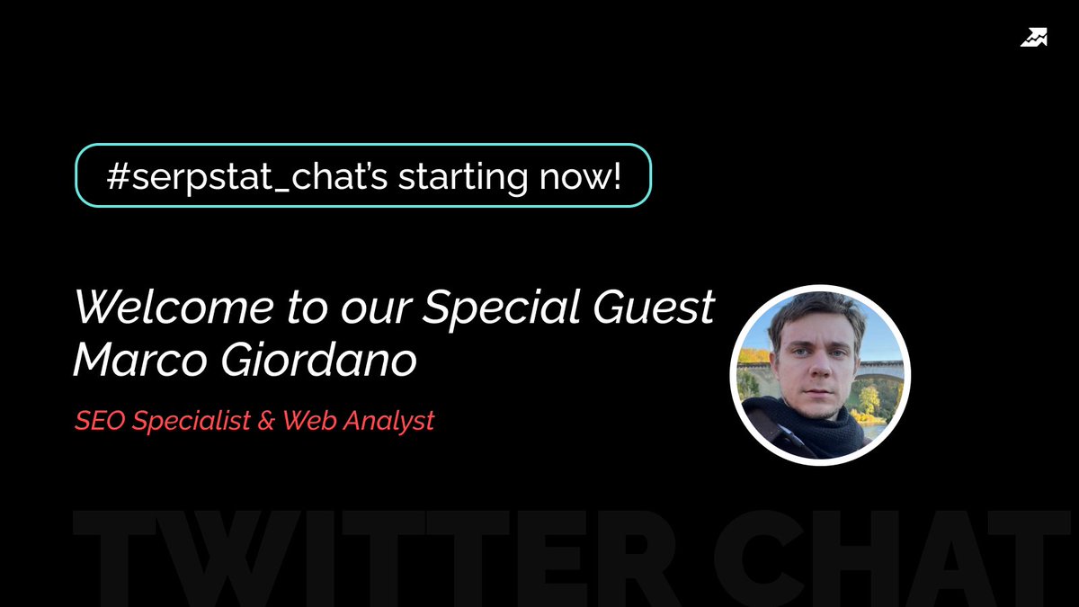 #serpstat_chat is STARTING NOW! Welcome to our special guest <a href="/GiordMarco96/">Marco Giordano</a> for joining today’s #serpstat_chat! His main interests are content marketing, coding (Python), and how they interact with SEO.
<a href="/josephskahn/">Joseph S. Kahn, President of Hum JAM 🔥</a>
<a href="/joeytrend/">Joey Trend</a>
<a href="/MontseCano/">Montse Cano | iSEO, project mgmt</a>
<a href="/yildirimsertbas/">Yıldırım Sertbaş</a>
<a href="/cyberandy/">Andrea Volpini</a>
<a href="/AlexTachalova/">Alexandra Tachalova</a>