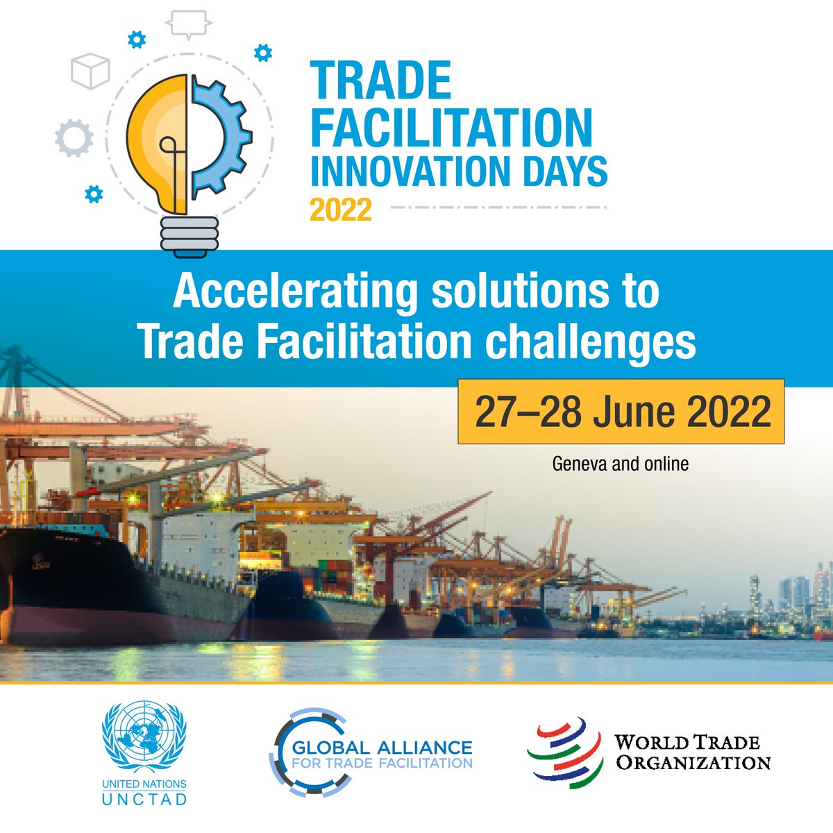 💡 Do you have innovative ideas to help accelerate solutions to stubborn #tradefacilitation challenges?

Save the Date for Trade Facilitation Innovation Days 2022!

🗓️ 27-28 June 2022
📍 Held virtually, with an opening session in Geneva 

Read more: bit.ly/3NrLw8q