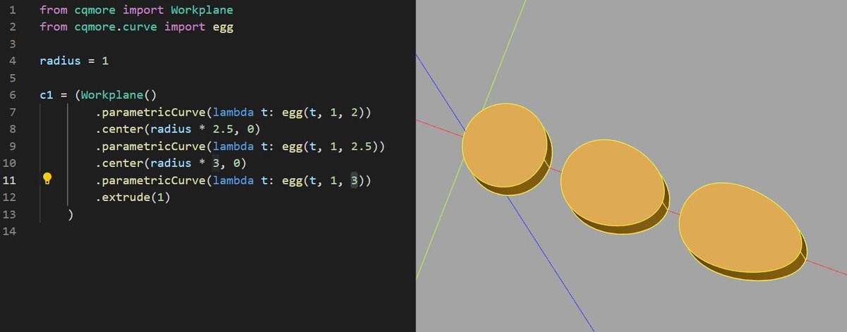 caterpillar's tweet image. 蛋蛋曲線…XD 
#python
#cadquery
#無聊做蛋蛋