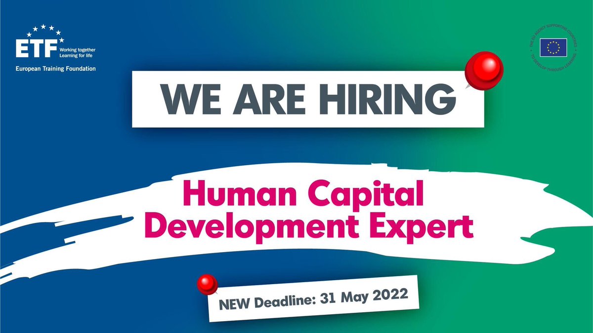 Last chance to apply: Human Capital Development (HCD) Expert. 🆕deadline 31/05/22
Do you have ✅Min 6 years of experience in HCD ✅Experience in a transition country ✅Knowledge of policy advice instruments for HCD

➡️ Apply europa.eu/!qm98PB

#job #vacancy #vacancyalert