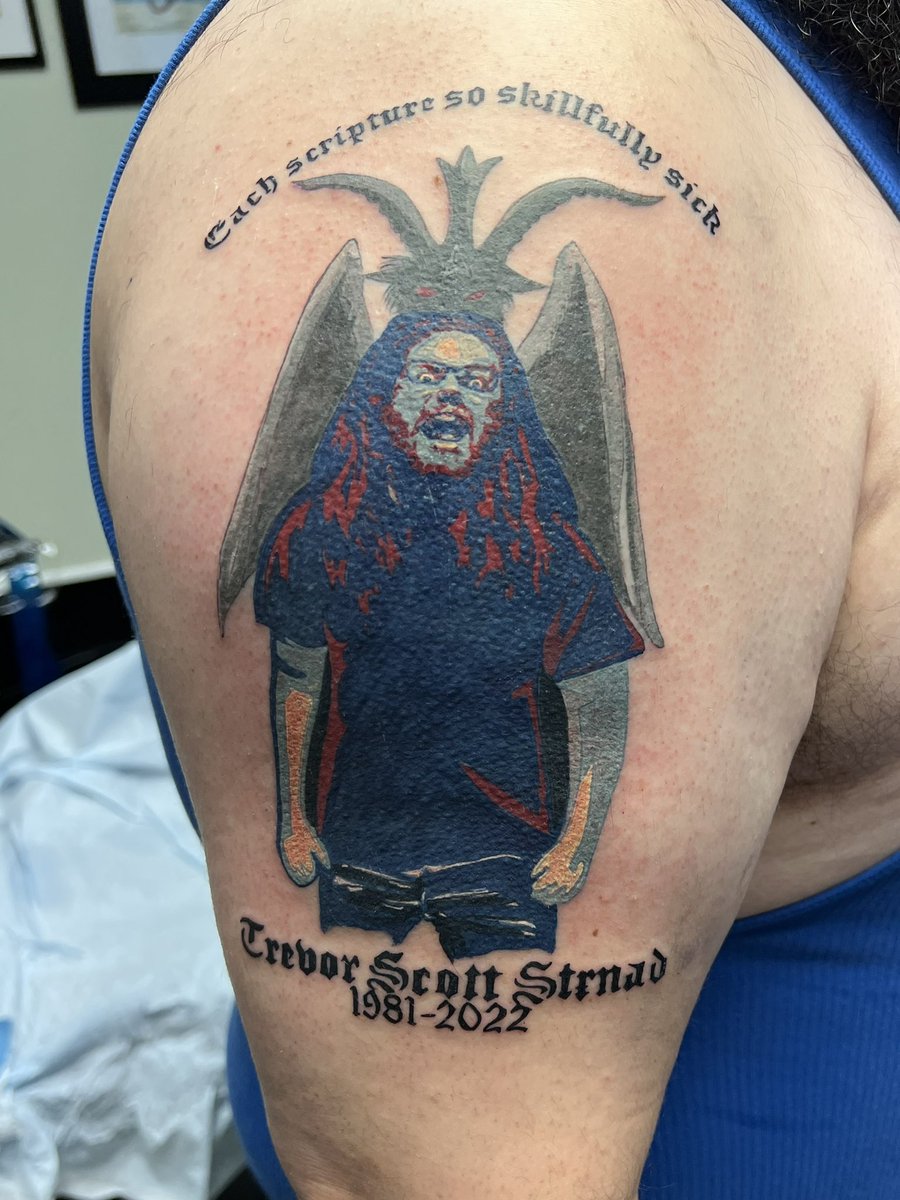 slyr573's tweet photo. I went out today and got a memorial tattoo for Trevor. I didn’t know him personally except for a few brief online exchanges, but I know with everything in me that I loved him. I hope everyone hurting finds peace. @bdmmetal  @AlanBlastidy @AugmentedRyan https://t.co/Vyv7TYLT5m