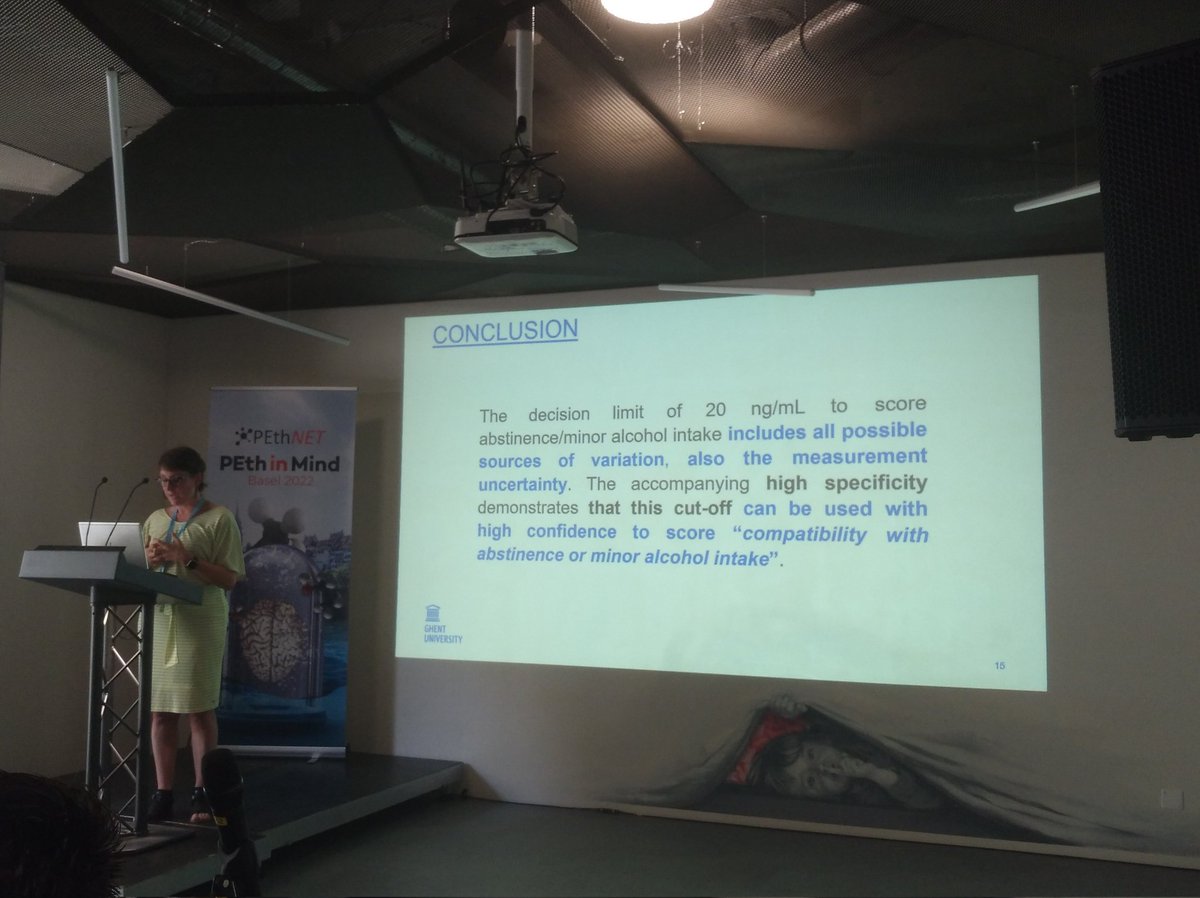 christophestove's tweet photo. Next up at the #PEthNET meeting: a highly dynamic presentation by our 'own' Katleen Van Uytfanghe, on scientifically underpinning the widely used cut-off of 20 ng/ml to conclude "compatibility with abstinence". https://t.co/efcUFgaLfp