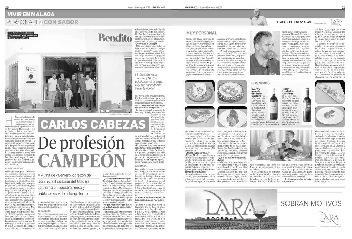 Bodegas Lara (@bodegaslara) on Twitter photo Hoy podemos ver en <a href="/malagahoy_es/">Málaga Hoy</a> nuestra entrevista PERSAONAJE CON SABOR, realizada por <a href="/juanluispintod/">Juan Luis Pinto</a> al CAMPEÓN Carlos Cabezas
Vinos recomendados
🍷 Blanco: @Marques_Caceres
🍷 Tinto: <a href="/DominioDeCair/">Dominio de Cair</a>
AQUÍ TIENES LA ENTREVISTA ENTERA:
malagahoy.es/personajes_con… Hoy podemos ver en <a href="/malagahoy_es/">Málaga Hoy</a> nuestra entrevista PERSAONAJE CON SABOR, realizada por <a href="/juanluispintod/">Juan Luis Pinto</a> al CAMPEÓN Carlos Cabezas
Vinos recomendados
🍷 Blanco: @Marques_Caceres
🍷 Tinto: <a href="/DominioDeCair/">Dominio de Cair</a>
AQUÍ TIENES LA ENTREVISTA ENTERA:
malagahoy.es/personajes_con…