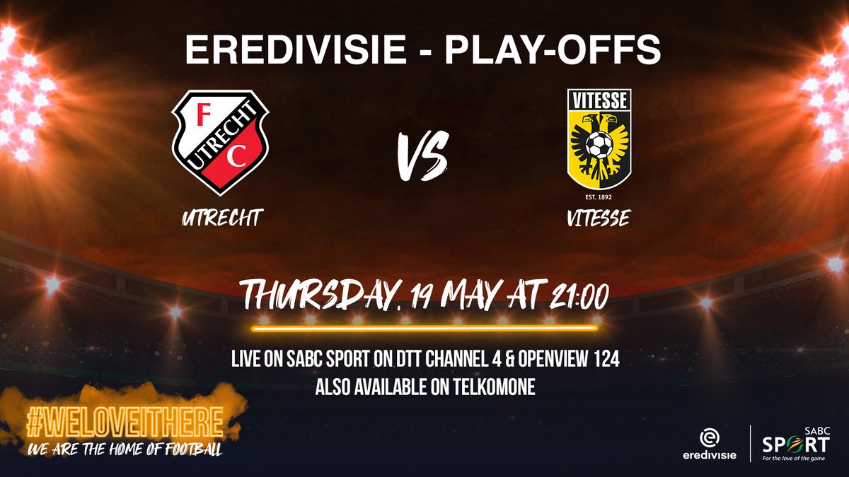 SABC_Sport's tweet photo. ⚽ The @Eredivisie Play-offs are on ⚽
You can catch this exciting back to back action tonight🍿
⏰ 19:45: Heerenveen Vs Alkmaar
⏰ 21:00: Utrecht Vs Vitesse
📺 Live on SABC Sport on DTT Channel 4, @Openview 124 & also on @TelkomONE
#WELOVEITHERE
#SABCFootball https://t.co/GtWIEYZofK