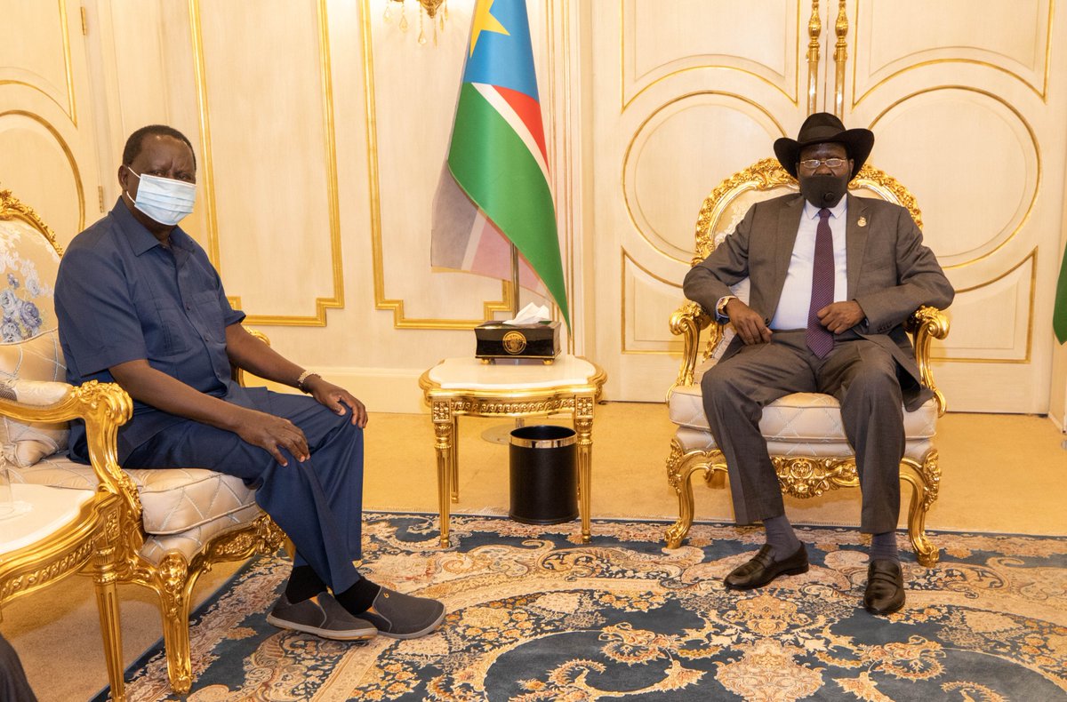 RailaOdinga's tweet photo. It's always a pleasure meeting South Sudan's President Salva Kiir Mayardit. 

I am happy at the strides they're making regarding infrastructure and their willingness to cooperate even more robustly with the rest of Africa. 

We wish him and the people of this nation all the best. https://t.co/PppIRliQJa