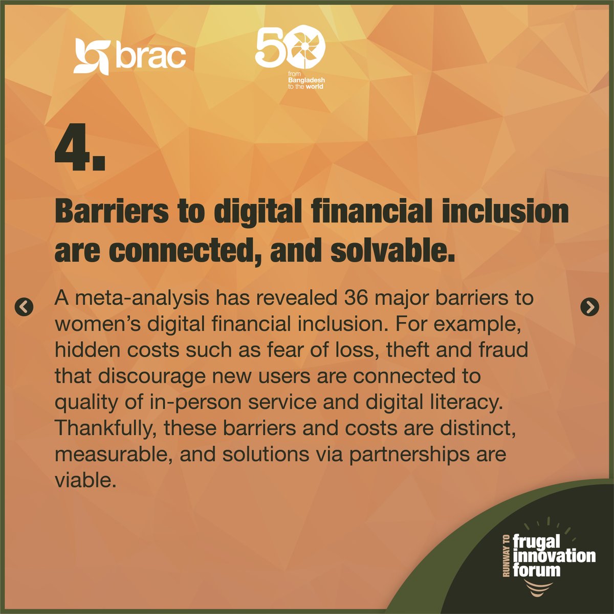 Lessons from Day2 of Runway to Frugal Innovation Forum 2022 from @grid_impact & @poverty_action Lesson 4: Barriers to digital financial inclusion do not operate independently. Meaningful partnerships are necessary to solve them. Register now: lnkd.in/gjQ8pznP #scalefrugal