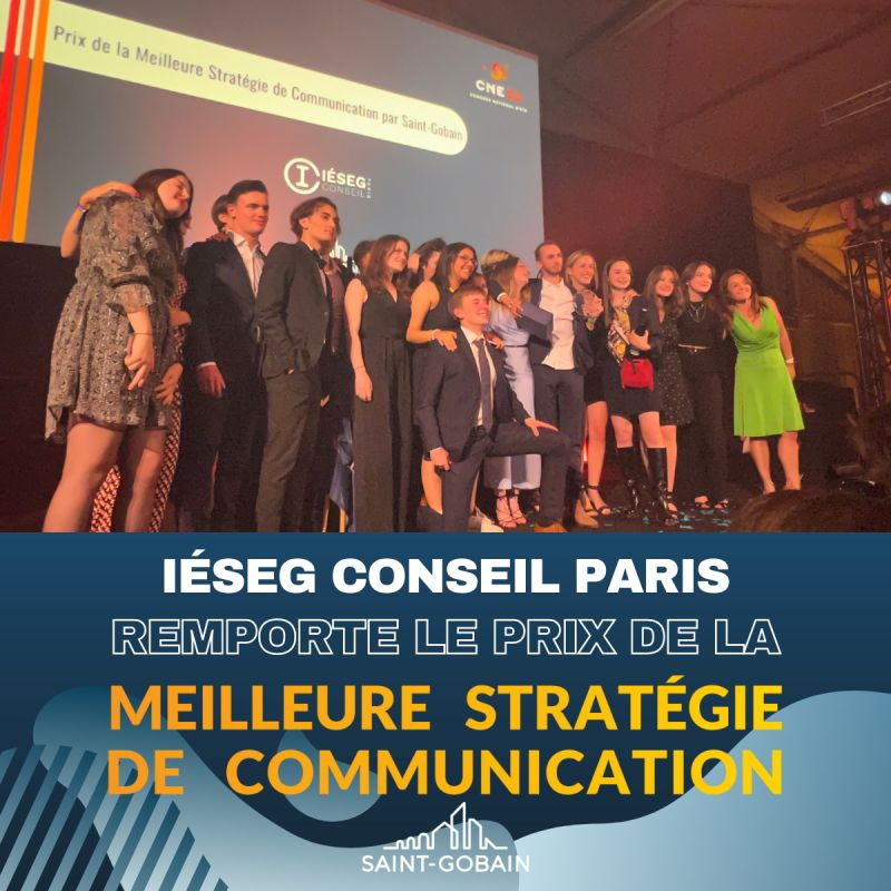 IESEG's tweet photo. IÉSEG CONSEIL Paris remporte le Prix de la "Meilleure #Stratégie de #Communication" organisé par la Confédération Nationale des #JuniorsEntreprises, toutes nos Félicitations 🎉🏆 https://t.co/ltKemCMjNl #IESEGExperience #WeAreJE #CNE22 #JuniorEntreprise https://t.co/hZ4qAtEjXR